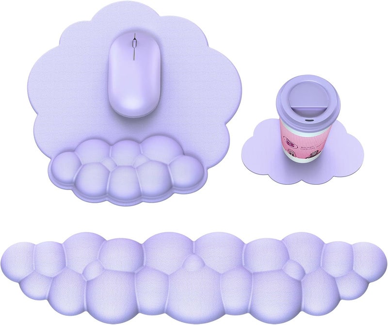 MOKURU Cloud Mouse Pad with Wrist Rest, Cloud Keyboard Wrist Rest, Mouse Pad Wrist Support, Ergonomic Keyboard Mouse Wrist Support (Purple) - Image 1